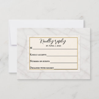Marble Whisper Wedding RSVP Card Karte