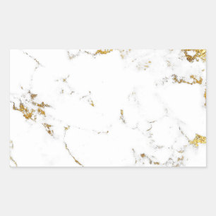 Marble White Gold Abstrakt Stone Gastgeschenk Hoch Rechteckiger Aufkleber