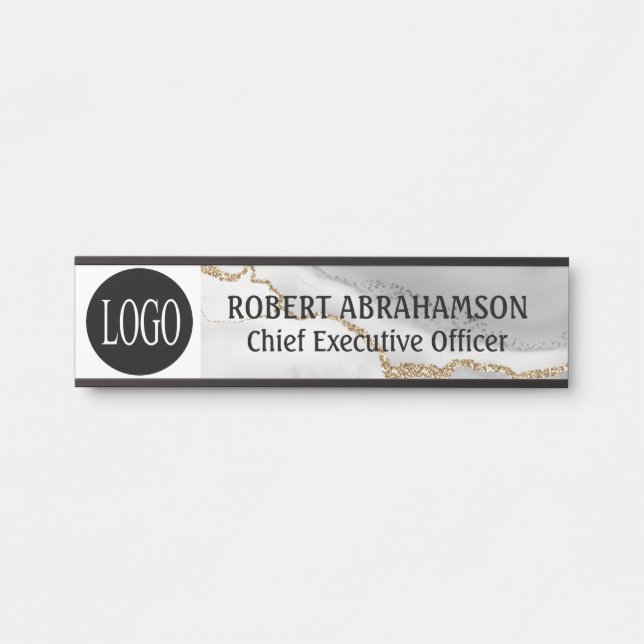 Marble White Gold Ihr Logo Office Türschilder unte Türschild (Vorderseite )