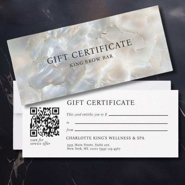 MARBLE WHITE-SILVER SALON QR CODE-GESCHENKZEUG (MARBEL WHITE-SILVER SALON QR CODE GIFT CERTIFICATE with your name and data.)