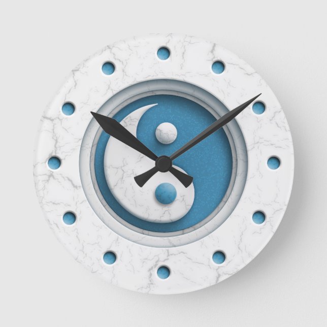 Marble Yin Yang Runde Wanduhr (Vorderseite)