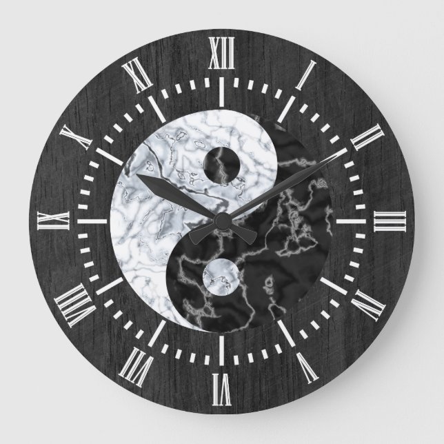 Marble Yin Yang Symbol Große Wanduhr (Vorderseite)