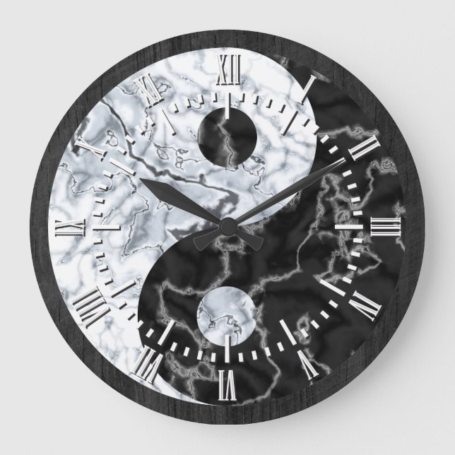 Marble Yin Yang Symbol Große Wanduhr (Vorderseite)