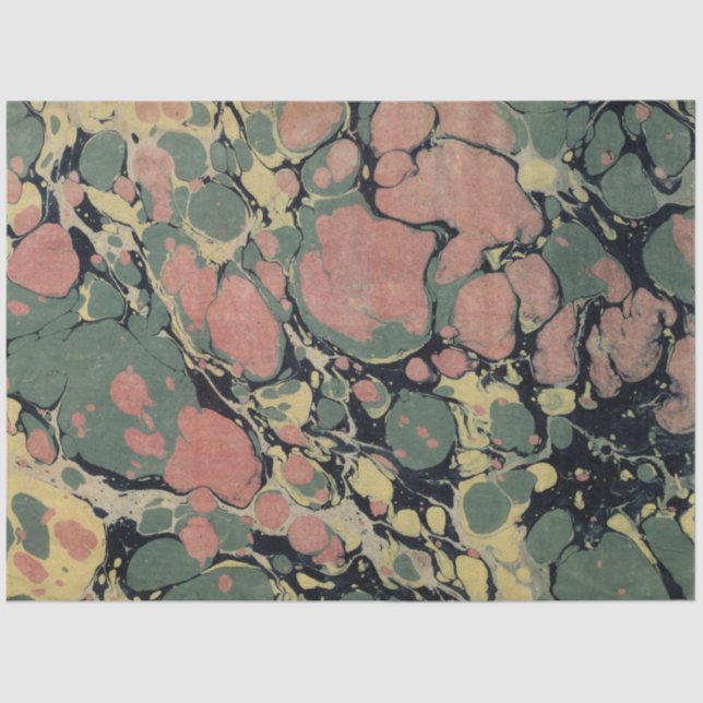 Marbled Abstract Design | Rosa Gelb Seidenpapier (Vorderseite)