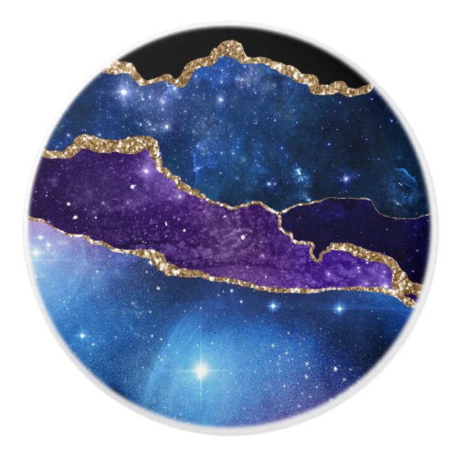 Marbled Agate Stone Galaxy Funkelnd Sterne Keramikknauf (Vorderseite)