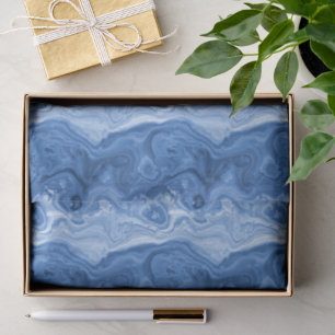 Marbled Azure Cobalt Blue White Agate Art Muster Seidenpapier