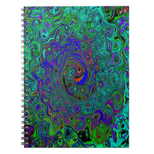 Marbled Blue and Aquamarine Abstract Retro Swirl Notizblock