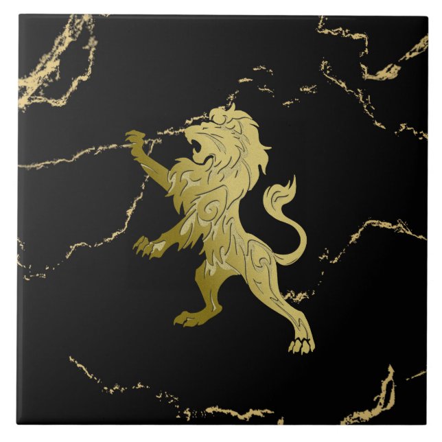 Marbled Golden Royal Lion Fliese (Vorderseite)