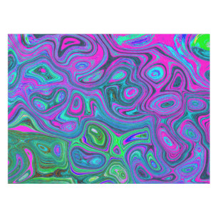 Marbled Magenta und Lime Green Groovy Abstrakte Ku Tischdecke