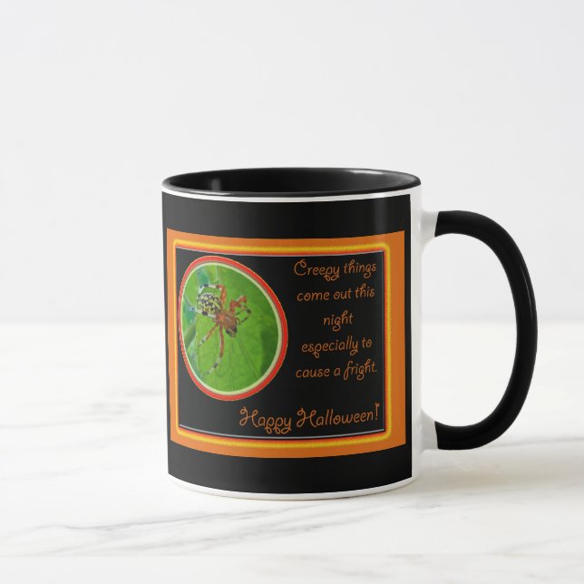 Marbled Orb Weaver Spider Happy Halloween Items Tasse (Rechts)