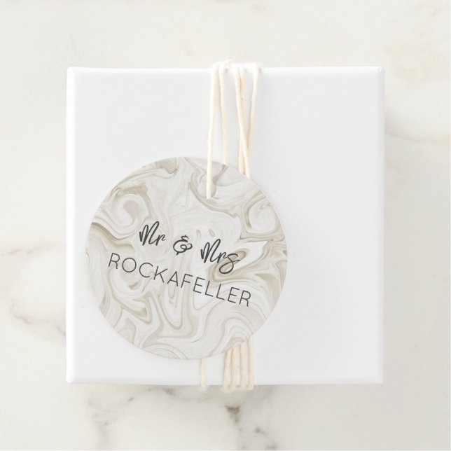 Marbled Paint Mr&Mrs NAME Wedding Elegant Wrap Geschenkanhänger (Beispiel)