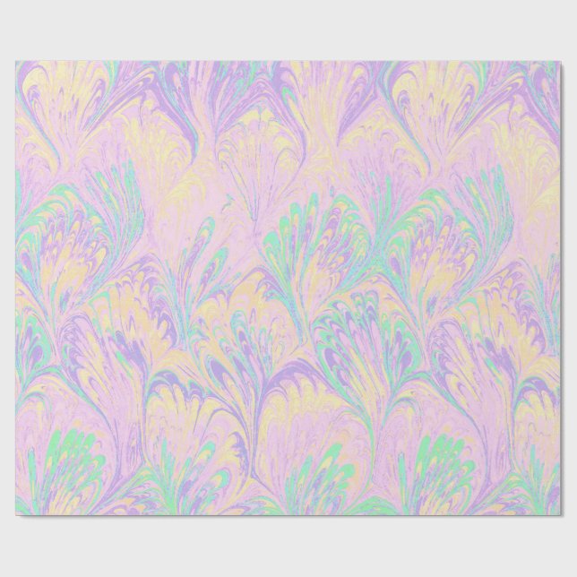 MARBLED PAPER,ABSTRACT PALE PINK PEACOCK PATTERN GESCHENKPAPIER (Flach)