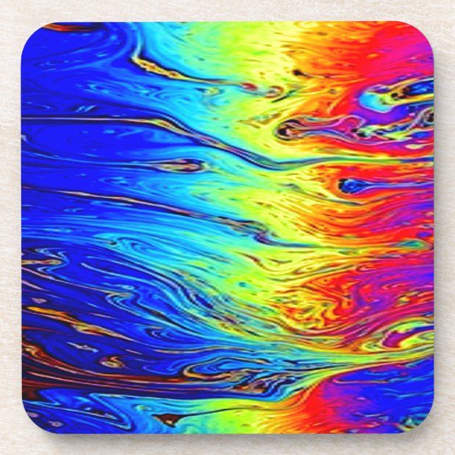 Marbled Rainbow Artwork Beautiful Getränkeuntersetzer (Vorderseite)