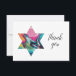 Marbled Rainbow Jewish Star Bat Mitzvah Vielen Dan RSVP Karte<br><div class="desc">Rainbow Marmoring im jüdischen Stern; "Danke" in der modernen Kalligraphie,  schwarze Farbe ist essbar. Passen Sie die Hintergrundfarben von vorne und hinten an,  fügen Sie Ihren eigenen Text oder Foto nach Wunsch auf die Rückseite.</div>