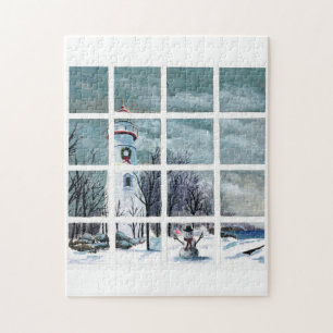 Marblehead Leuchtturm im Winter-Puzzlen