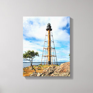 Marblehead Leuchtturm-Massachusetts eingewickelte Leinwanddruck