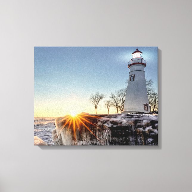 Marblehead Lighthouse Winter Sunrise Leinwanddruck (Vorderseite)