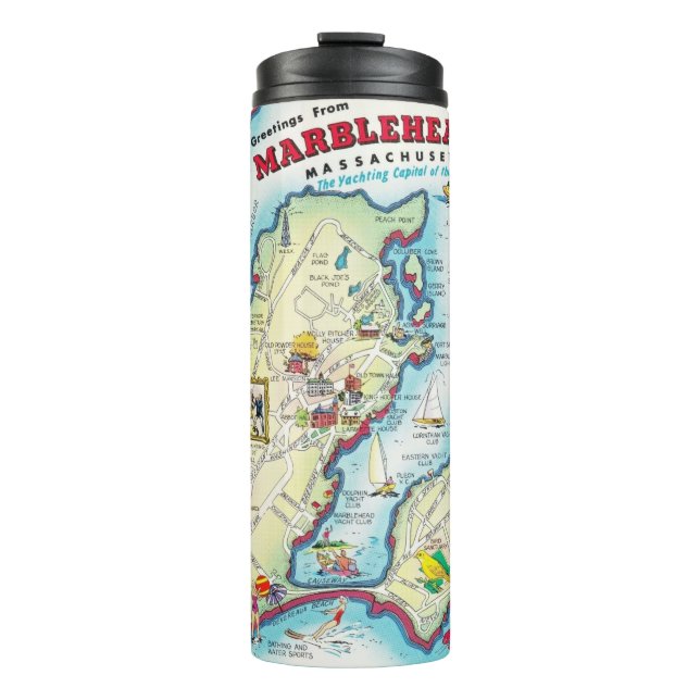 Marblehead Massachusetts Vintag Street Map Thermosbecher (Vorderseite)
