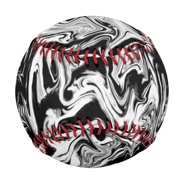 Marbleied Black and White Modern Abstrakt Artwork Baseball (Vorderseite)