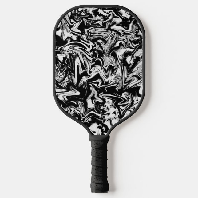 Marbleied Black and White Modern Abstrakt Artwork Pickleball Schläger (Vorderseite)