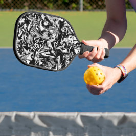 Marbleied Black and White Modern Abstrakt Artwork Pickleball Schläger