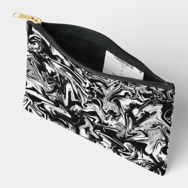 Marbleied Black and White Modern Abstrakt Artwork Zubehörtasche (Offen)