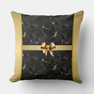 Marbleied Black & Gold Luxury Throw Kissen