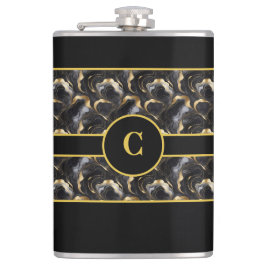 Marbleied Decorative Black Gold Flask Flachmann