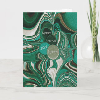 Marbleized Green Teal Folded Holiday Card Feiertagskarte