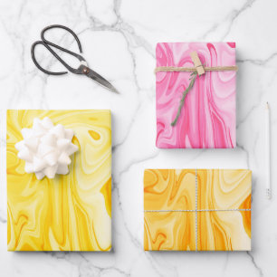 Marbleized Paint Summer Colors Chic Fun Geschenkpapier Set