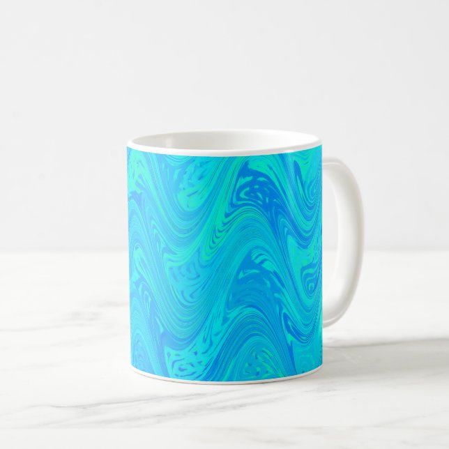 Marbling Blue Green Pattern Kaffeetasse (VorderseiteRechts)