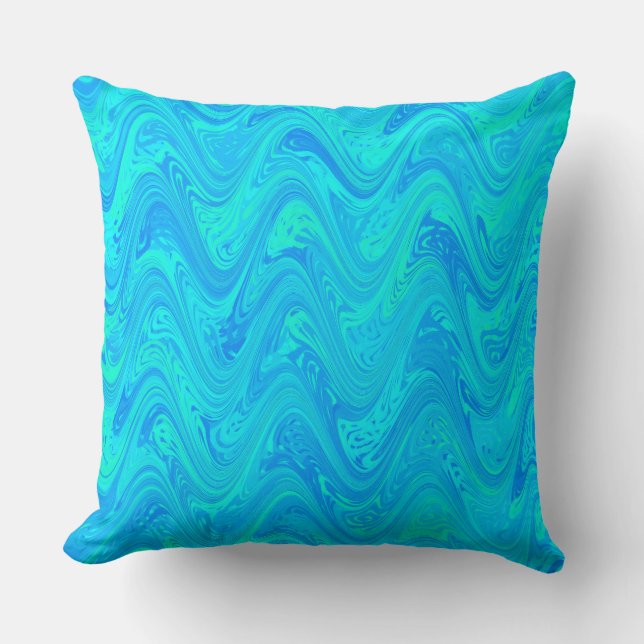 Marbling Blue Green Pattern Kissen (Vorderseite)