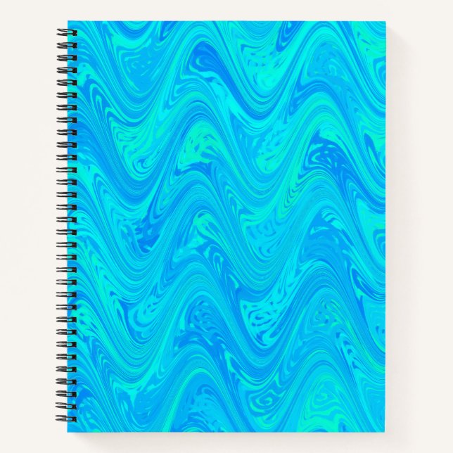 Marbling Blue Green Pattern Notizbuch (Vorderseite)