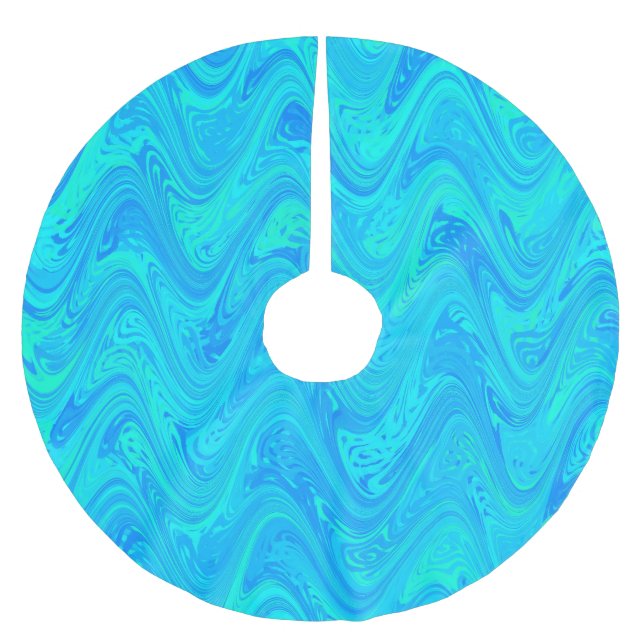 Marbling Blue Green Pattern Polyester Weihnachtsbaumdecke (Vorderseite)