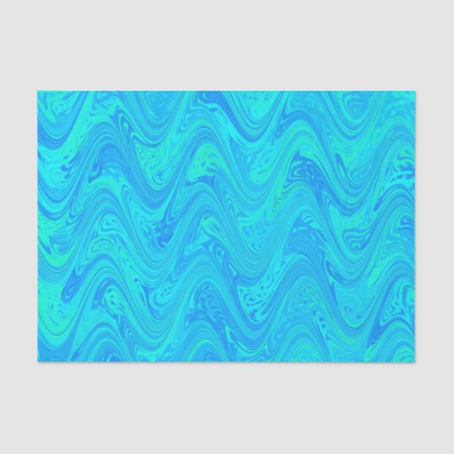 Marbling Blue Green Pattern Seidenpapier (Vorderseite)