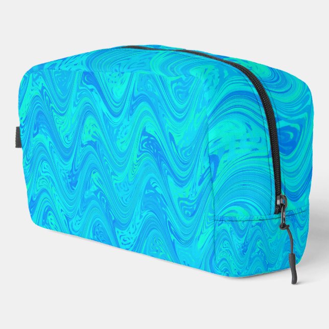 Marbling Blue Green Pattern Toilettenbeutel Waschbeutel (Rechte Ecke)