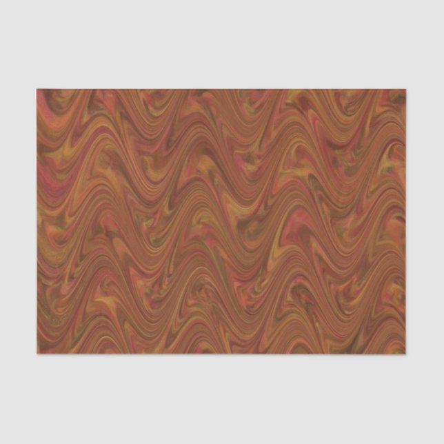 Marbling Brown Orange Green Pattern Seidenpapier (Vorderseite)