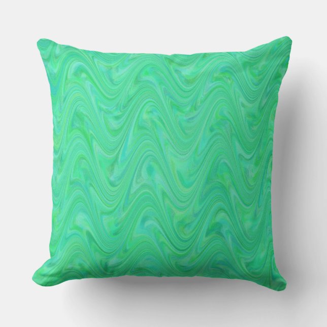 Marbling Green Blue Pattern Kissen (Vorderseite)