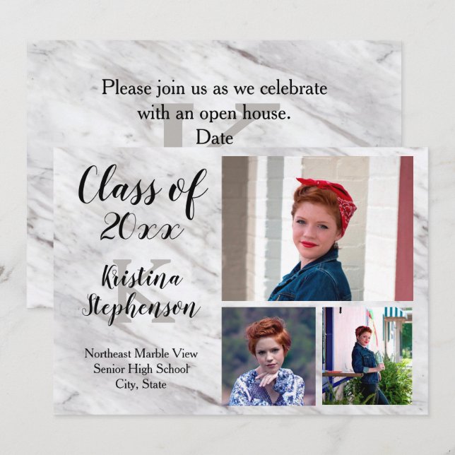 Marbre 3 - Faire-part de diplôme de l'école photo (Devant / Derrière)