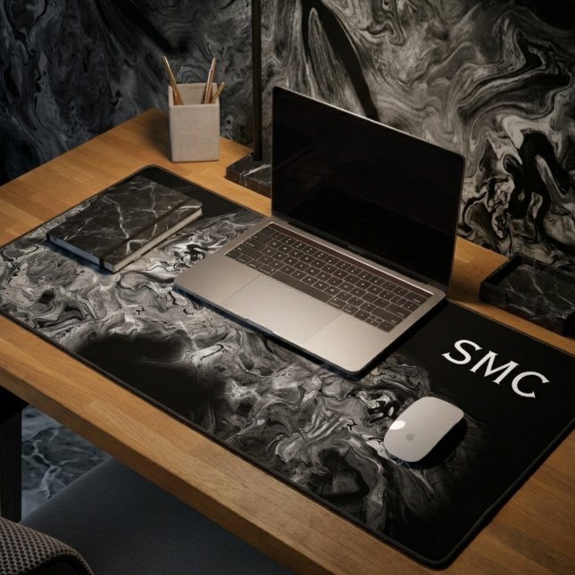 Marbre Abstrait Fumée Grise (Abstract smoke desk mat for a professional's creative workspace and home office upgrade.)