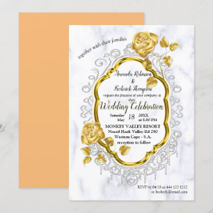 Marbre blanc avec décoration or invitation