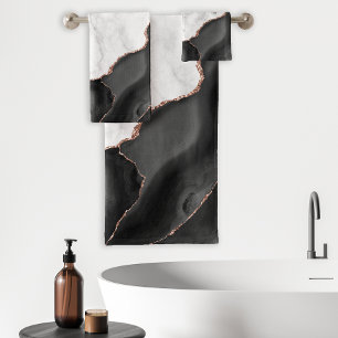 Marbre blanc Black Agate Rose Gold Parties scintil