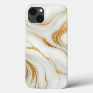 Marbre blanc classique iPhone 13 Coque avec Gold V
