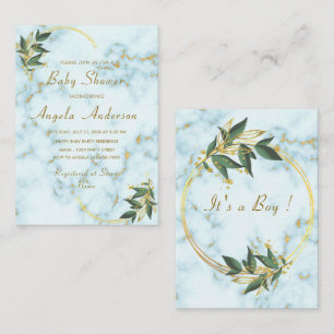Marbre blanc Dieu bébé garçon douche Invitation
