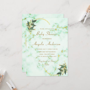 Marbre blanc d'or pierre Baby shower Invitation
