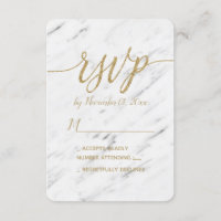 Marbre blanc élégant & Gold Foil Wedding RSVP