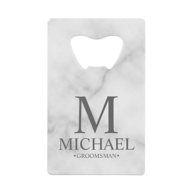 Marbre blanc élégant Groomsmen personnalisé (Devant)