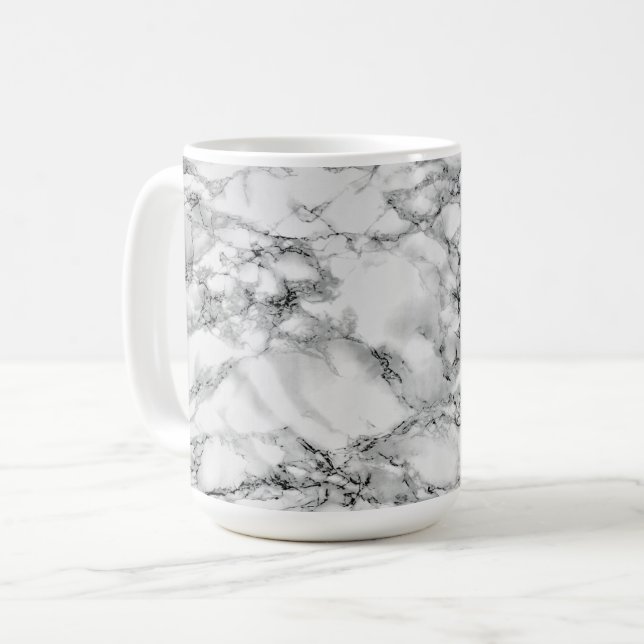 Marbre blanc en pierre de café Mug - Moderne (Devant gauche)