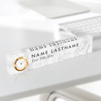 Marbre blanc gris élégant personnalisé Nom Plaque