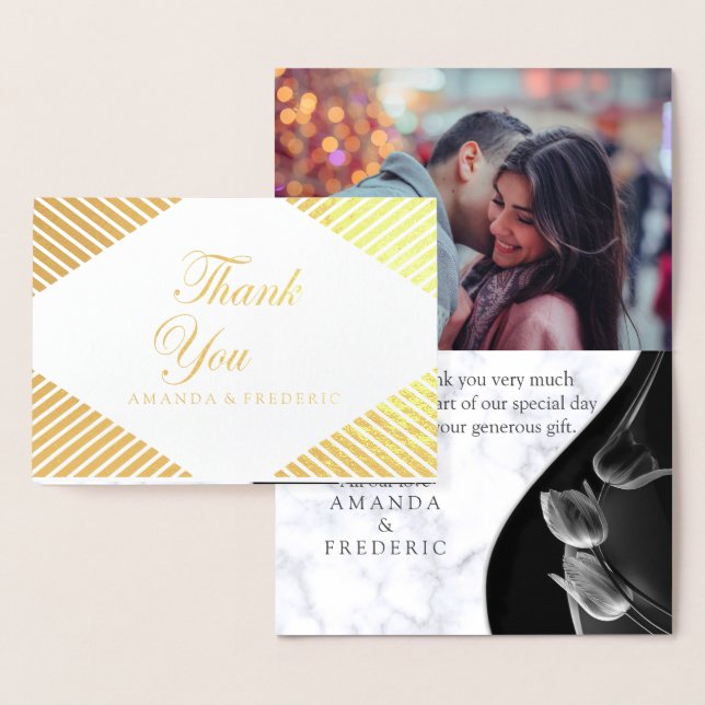 Marbre blanc moderne Carte de remerciements Abstra (Affichage)